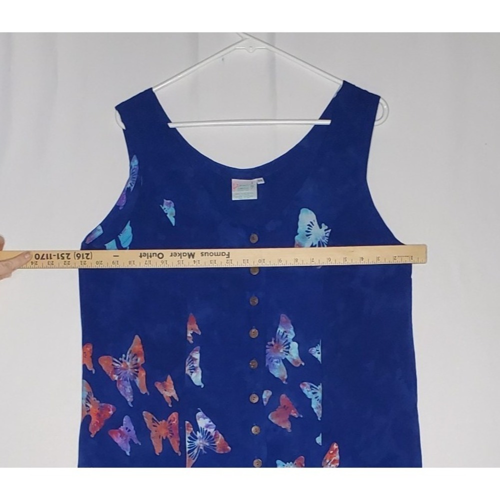 Jon Wenger Vtg Hawaiian Full Button Midi Dress L/XL Butterfly Fairy Hippie Beach - Picture 5 of 9